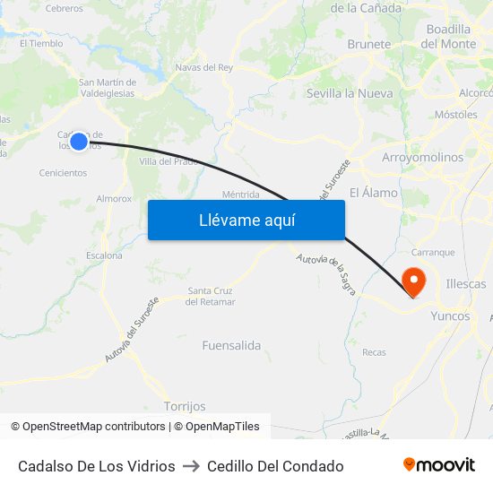 Cadalso De Los Vidrios to Cedillo Del Condado map