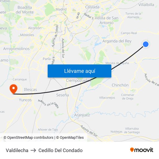 Valdilecha to Cedillo Del Condado map
