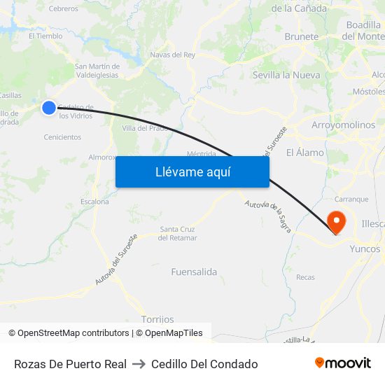 Rozas De Puerto Real to Cedillo Del Condado map