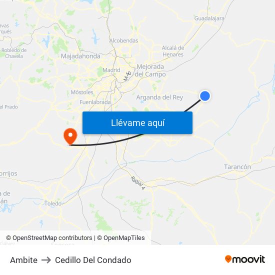 Ambite to Cedillo Del Condado map