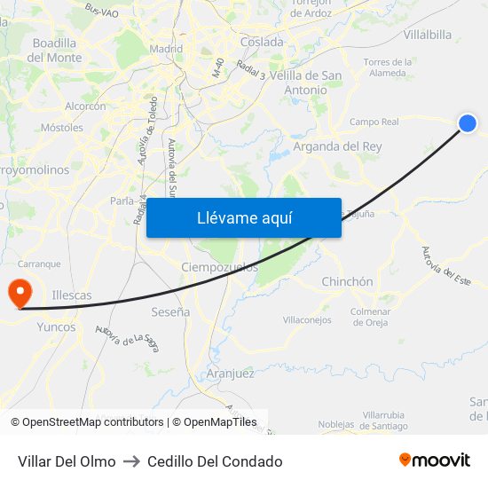 Villar Del Olmo to Cedillo Del Condado map