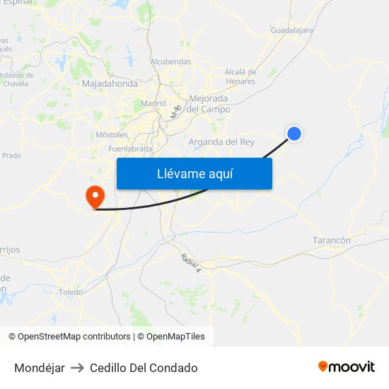 Mondéjar to Cedillo Del Condado map