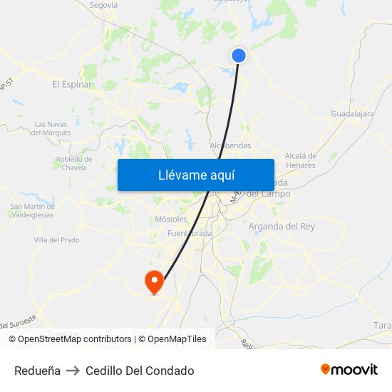Redueña to Cedillo Del Condado map