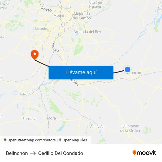 Belinchón to Cedillo Del Condado map