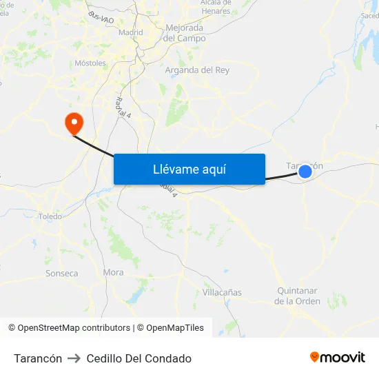Tarancón to Cedillo Del Condado map