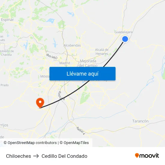 Chiloeches to Cedillo Del Condado map