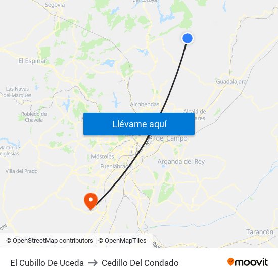 El Cubillo De Uceda to Cedillo Del Condado map
