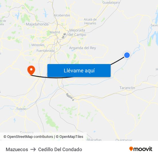 Mazuecos to Cedillo Del Condado map