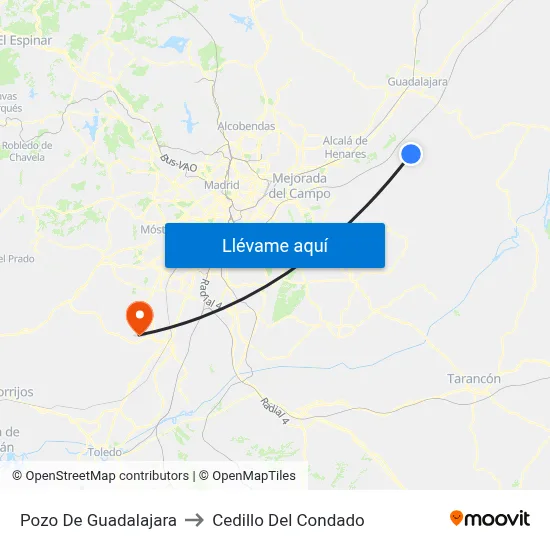 Pozo De Guadalajara to Cedillo Del Condado map