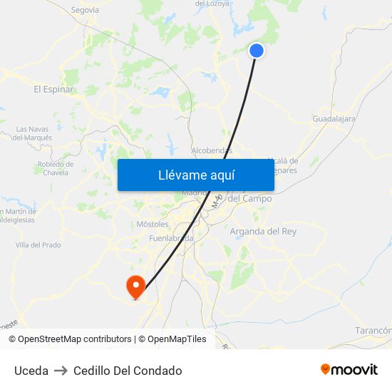 Uceda to Cedillo Del Condado map