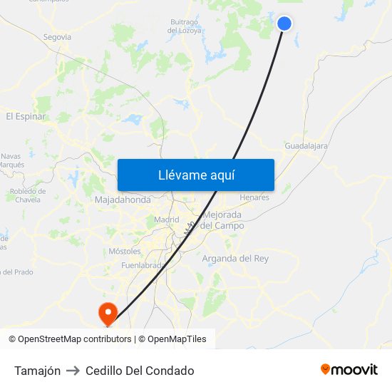 Tamajón to Cedillo Del Condado map