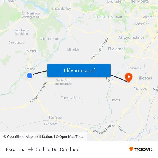 Escalona to Cedillo Del Condado map
