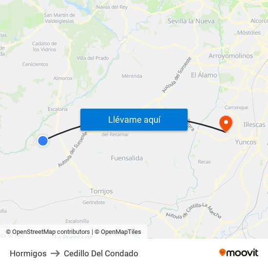 Hormigos to Cedillo Del Condado map