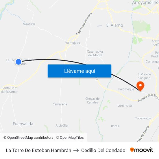 La Torre De Esteban Hambrán to Cedillo Del Condado map
