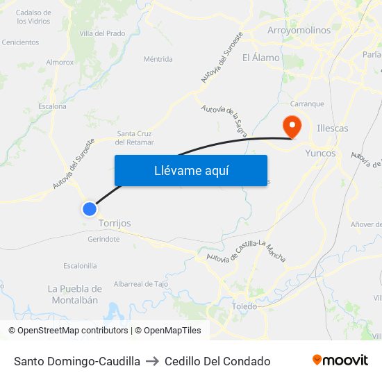 Santo Domingo-Caudilla to Cedillo Del Condado map
