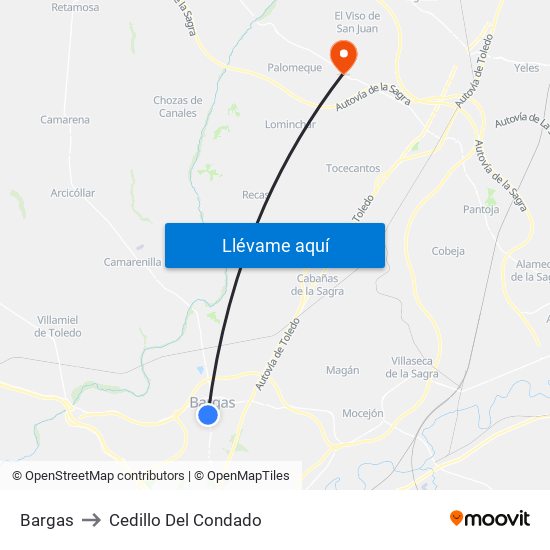 Bargas to Cedillo Del Condado map