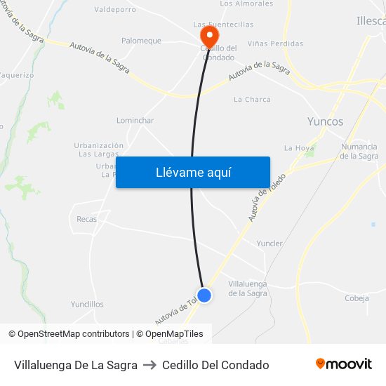 Villaluenga De La Sagra to Cedillo Del Condado map
