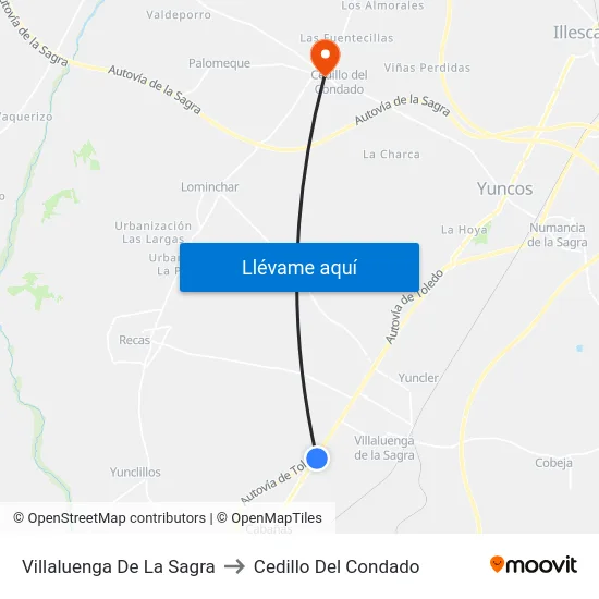 Villaluenga De La Sagra to Cedillo Del Condado map