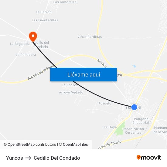 Yuncos to Cedillo Del Condado map