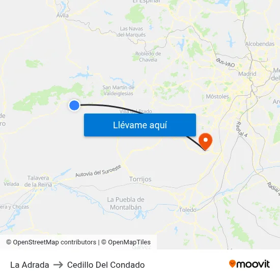 La Adrada to Cedillo Del Condado map