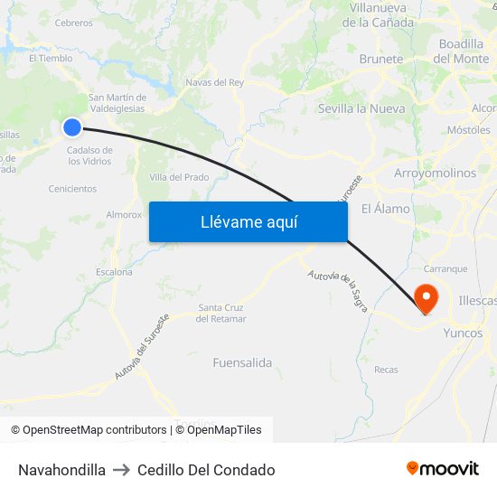 Navahondilla to Cedillo Del Condado map