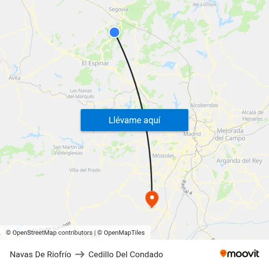 Navas De Riofrío to Cedillo Del Condado map