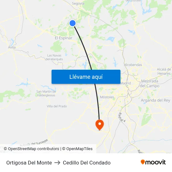 Ortigosa Del Monte to Cedillo Del Condado map