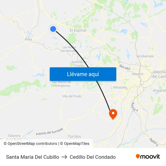 Santa María Del Cubillo to Cedillo Del Condado map