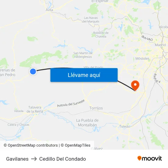 Gavilanes to Cedillo Del Condado map