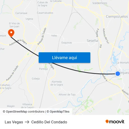 Las Vegas to Cedillo Del Condado map