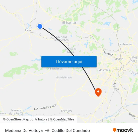 Mediana De Voltoya to Cedillo Del Condado map