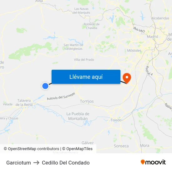 Garciotum to Cedillo Del Condado map