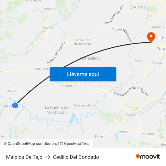 Malpica De Tajo to Cedillo Del Condado map