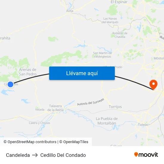 Candeleda to Cedillo Del Condado map