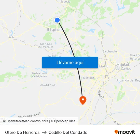 Otero De Herreros to Cedillo Del Condado map