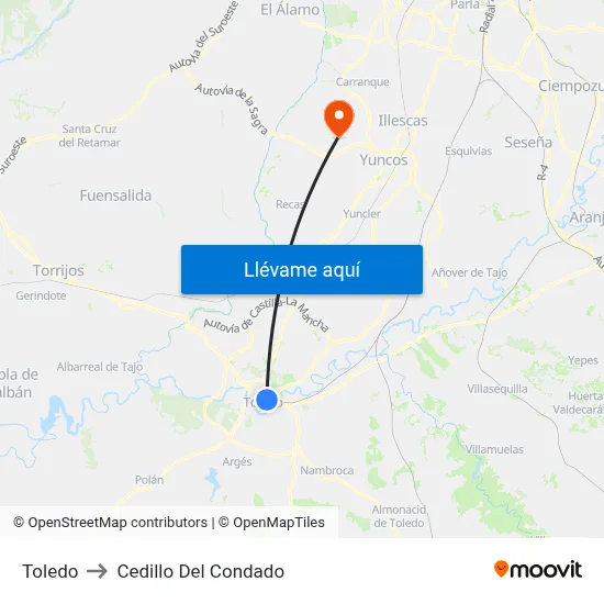 Toledo to Cedillo Del Condado map