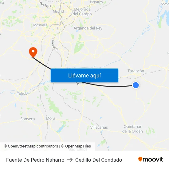Fuente De Pedro Naharro to Cedillo Del Condado map
