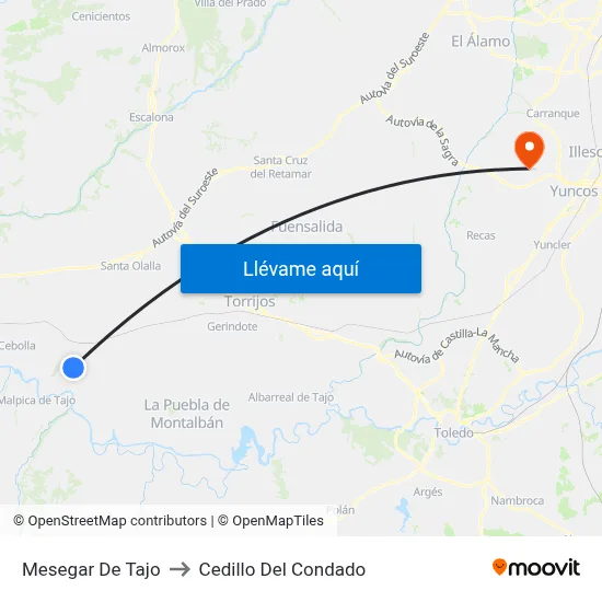Mesegar De Tajo to Cedillo Del Condado map