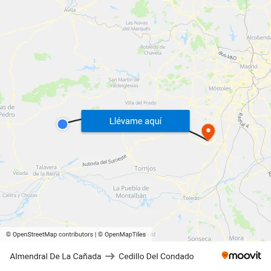 Almendral De La Cañada to Cedillo Del Condado map