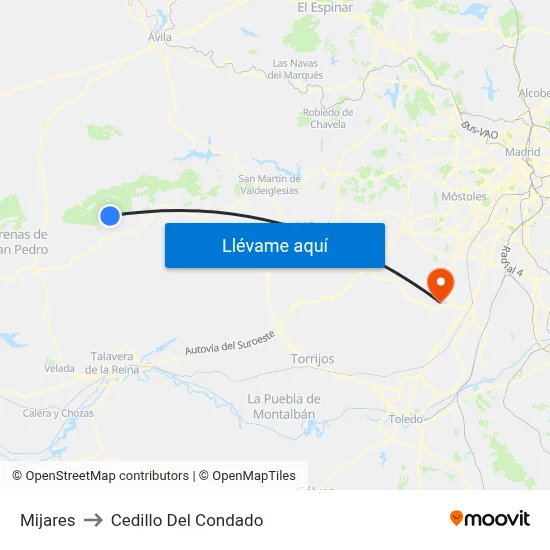 Mijares to Cedillo Del Condado map