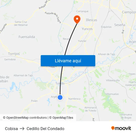 Cobisa to Cedillo Del Condado map