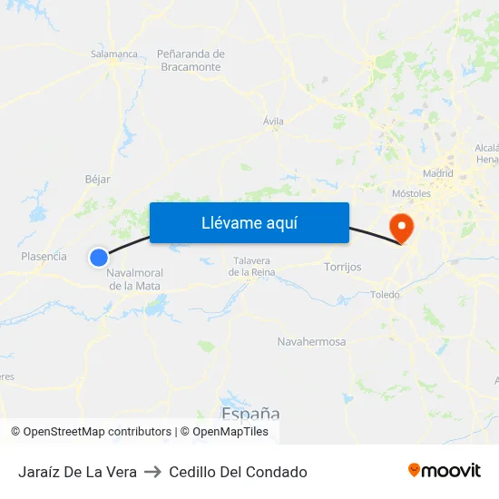 Jaraíz De La Vera to Cedillo Del Condado map