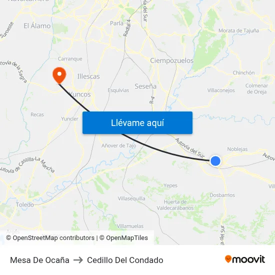 Mesa De Ocaña to Cedillo Del Condado map