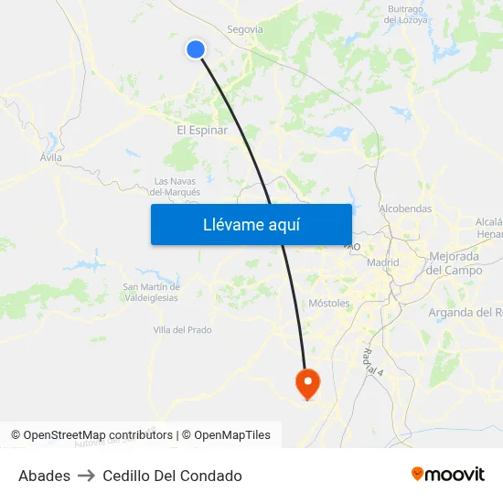 Abades to Cedillo Del Condado map