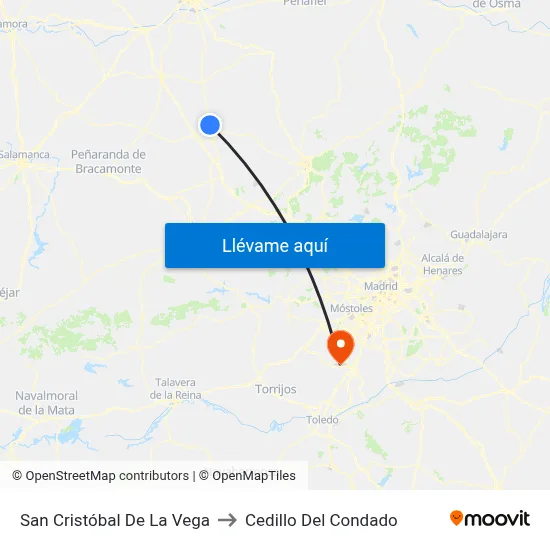 San Cristóbal De La Vega to Cedillo Del Condado map