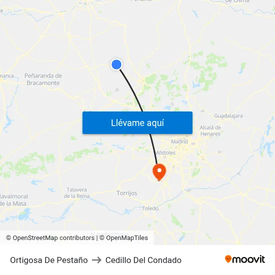 Ortigosa De Pestaño to Cedillo Del Condado map
