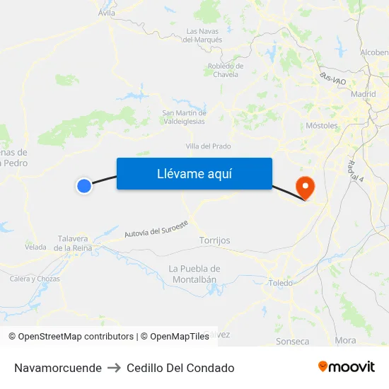 Navamorcuende to Cedillo Del Condado map