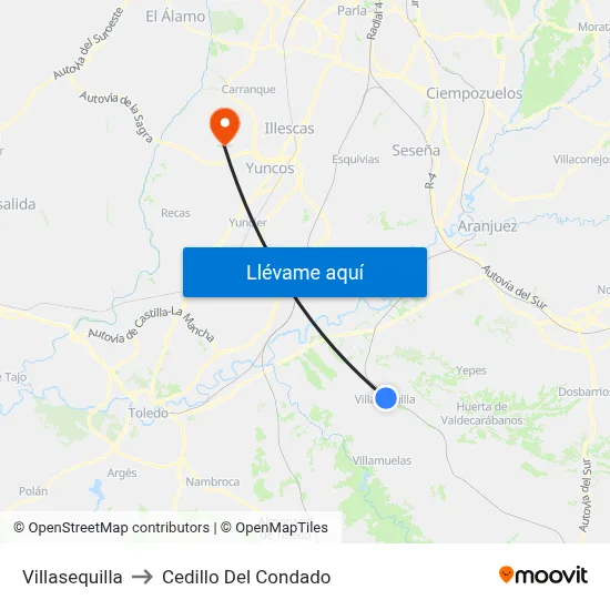 Villasequilla to Cedillo Del Condado map