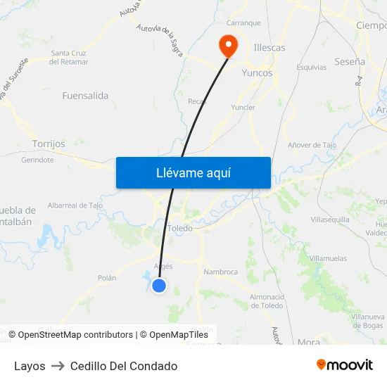 Layos to Cedillo Del Condado map
