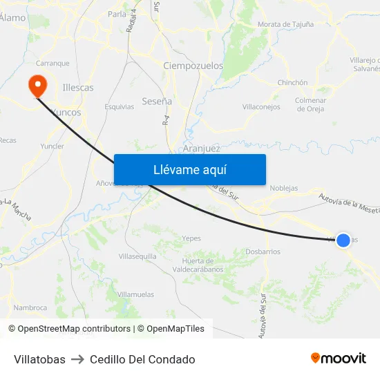 Villatobas to Cedillo Del Condado map